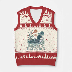 Leave Me A Loon Vintage Lake Bird V-Neck Knit Sweater Vest Funny Loon Pun Nature Bird Lovers