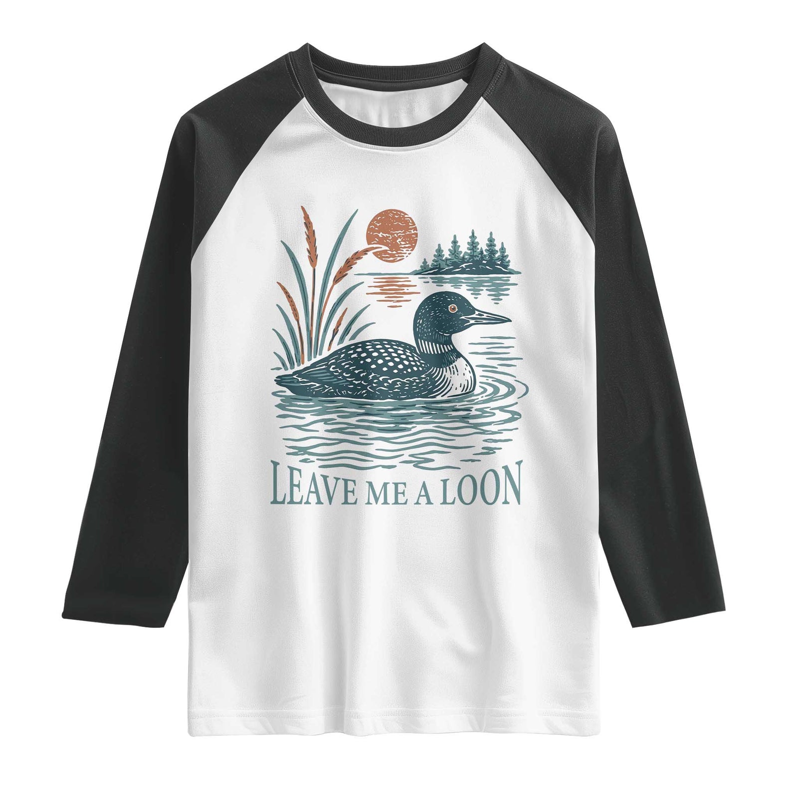 Leave Me A Loon Vintage Lake Bird Raglan Shirt Funny Loon Pun Nature Bird Lovers