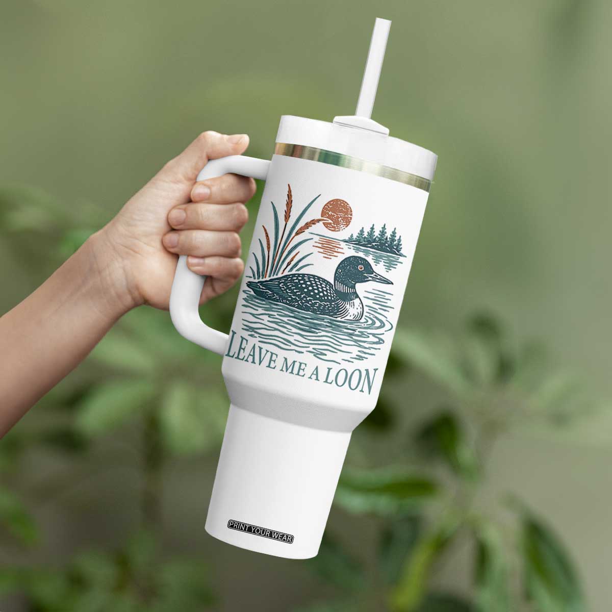 Leave Me A Loon Vintage Lake Bird Tumbler With Handle Funny Loon Pun Nature Bird Lovers