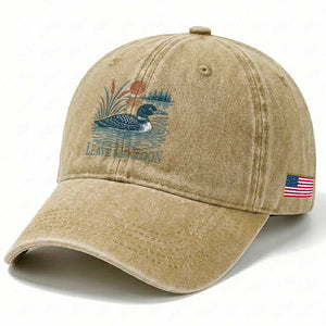 Leave Me A Loon Vintage Lake Bird Washed Cotton Baseball Cap Funny Loon Pun Nature Bird Lovers
