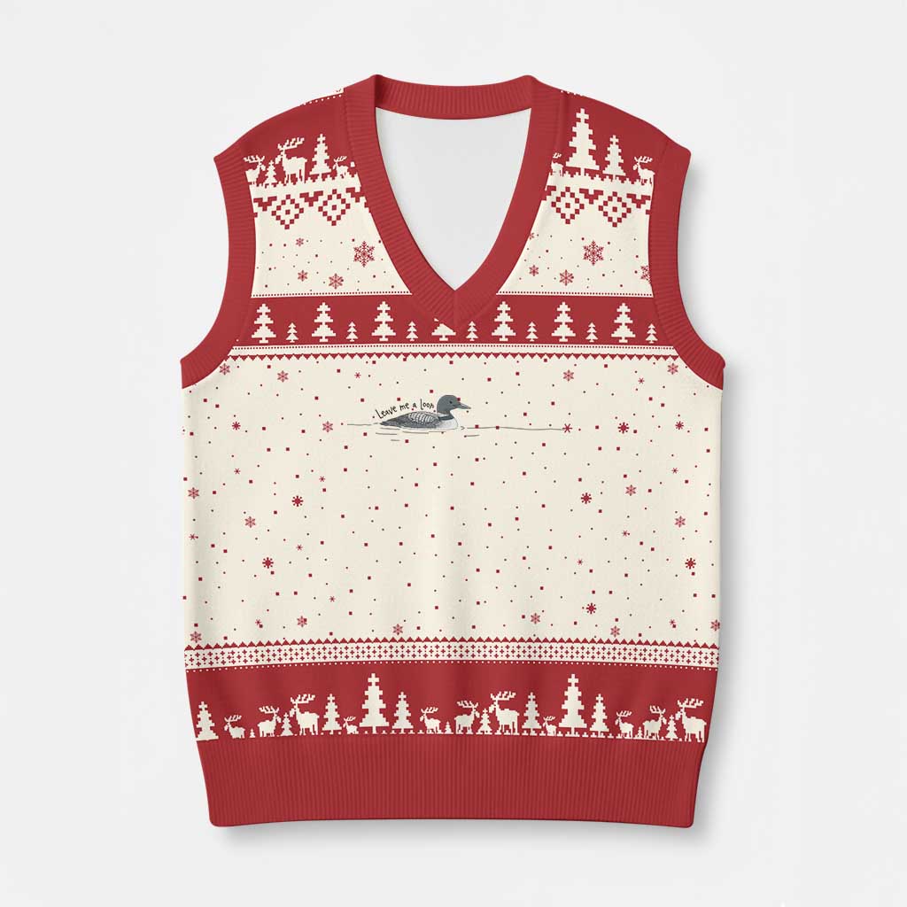 Funny Leave Me A Loon Nature Bird Lovers V-Neck Knit Sweater Vest