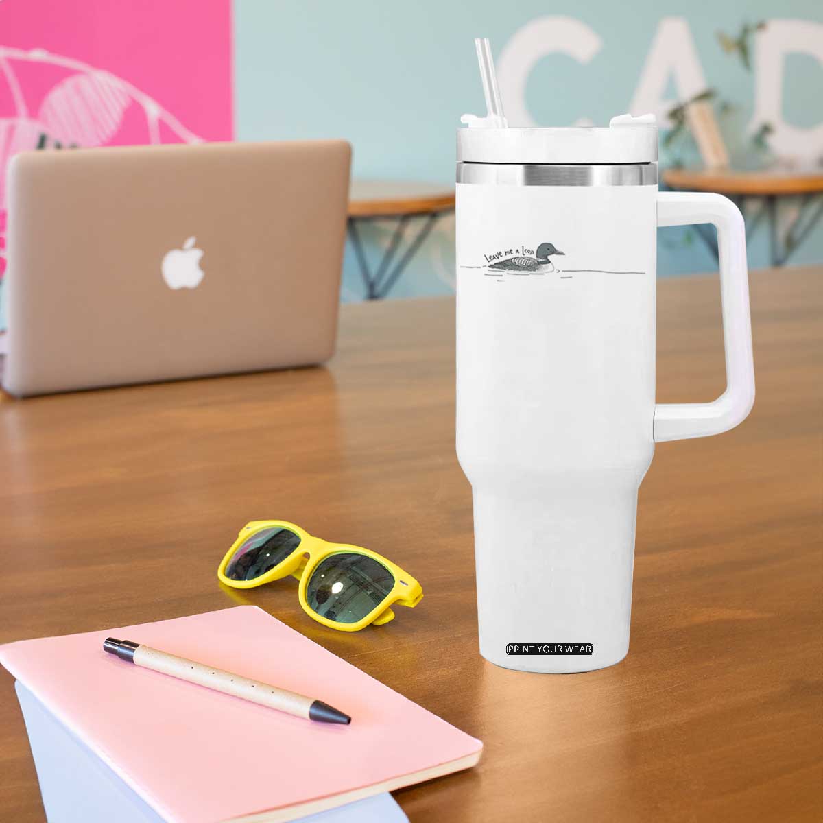 Funny Leave Me A Loon Nature Bird Lovers Tumbler With Handle