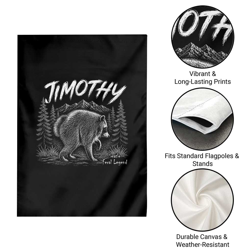 Jimothy Raccoon Seattle Feral Legend Meme Garden Flag Cute Trash Panda Viral Animal Lover Gift