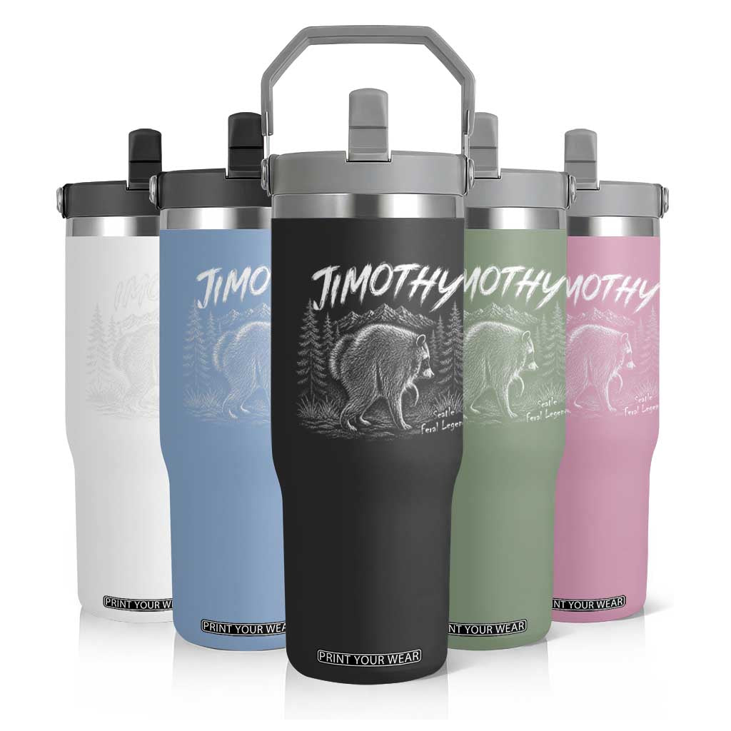Jimothy Raccoon Seattle Feral Legend Meme Flip Straw Tumbler Cute Trash Panda Viral Animal Lover Gift