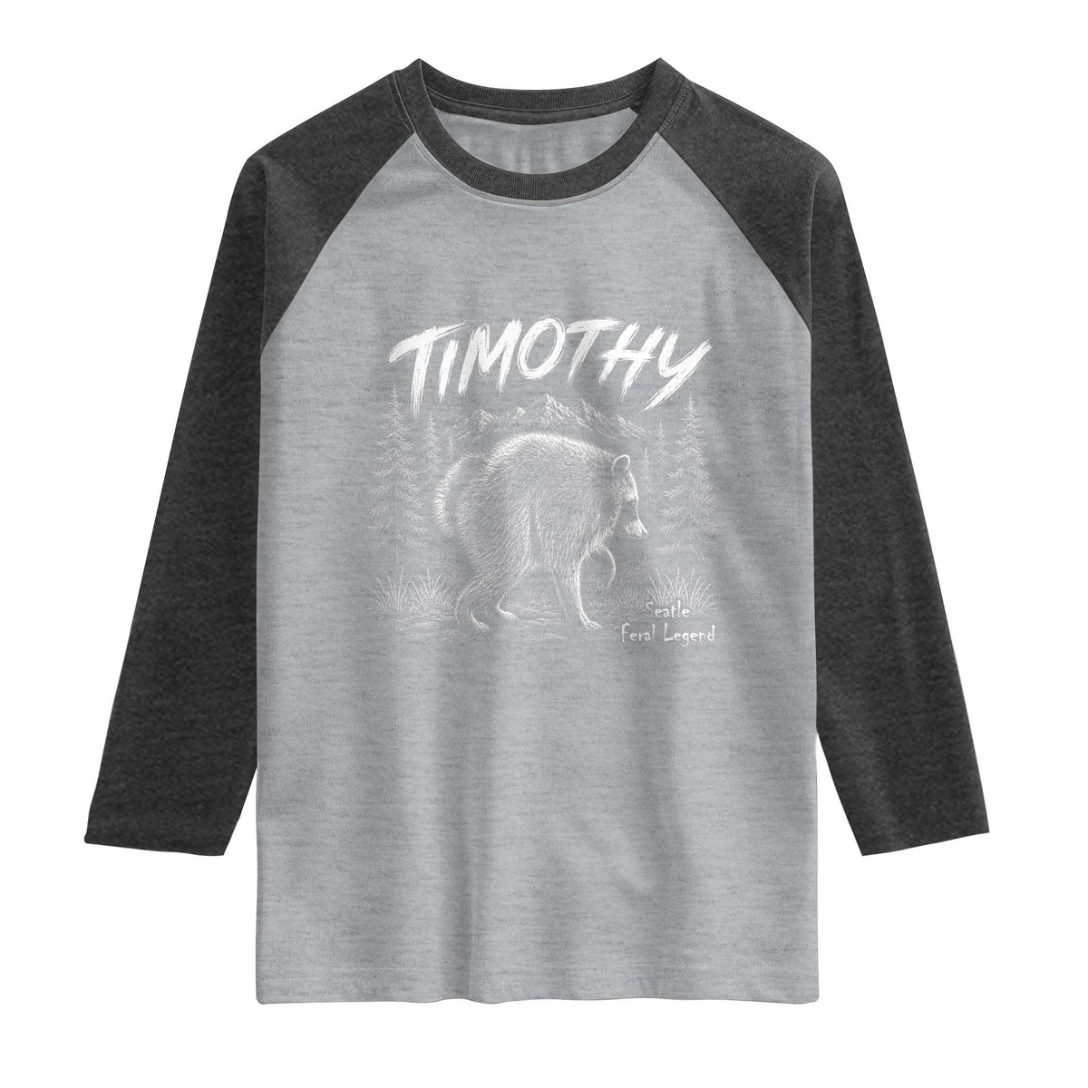Jimothy Raccoon Seattle Feral Legend Meme Raglan Shirt Cute Trash Panda Viral Animal Lover Gift