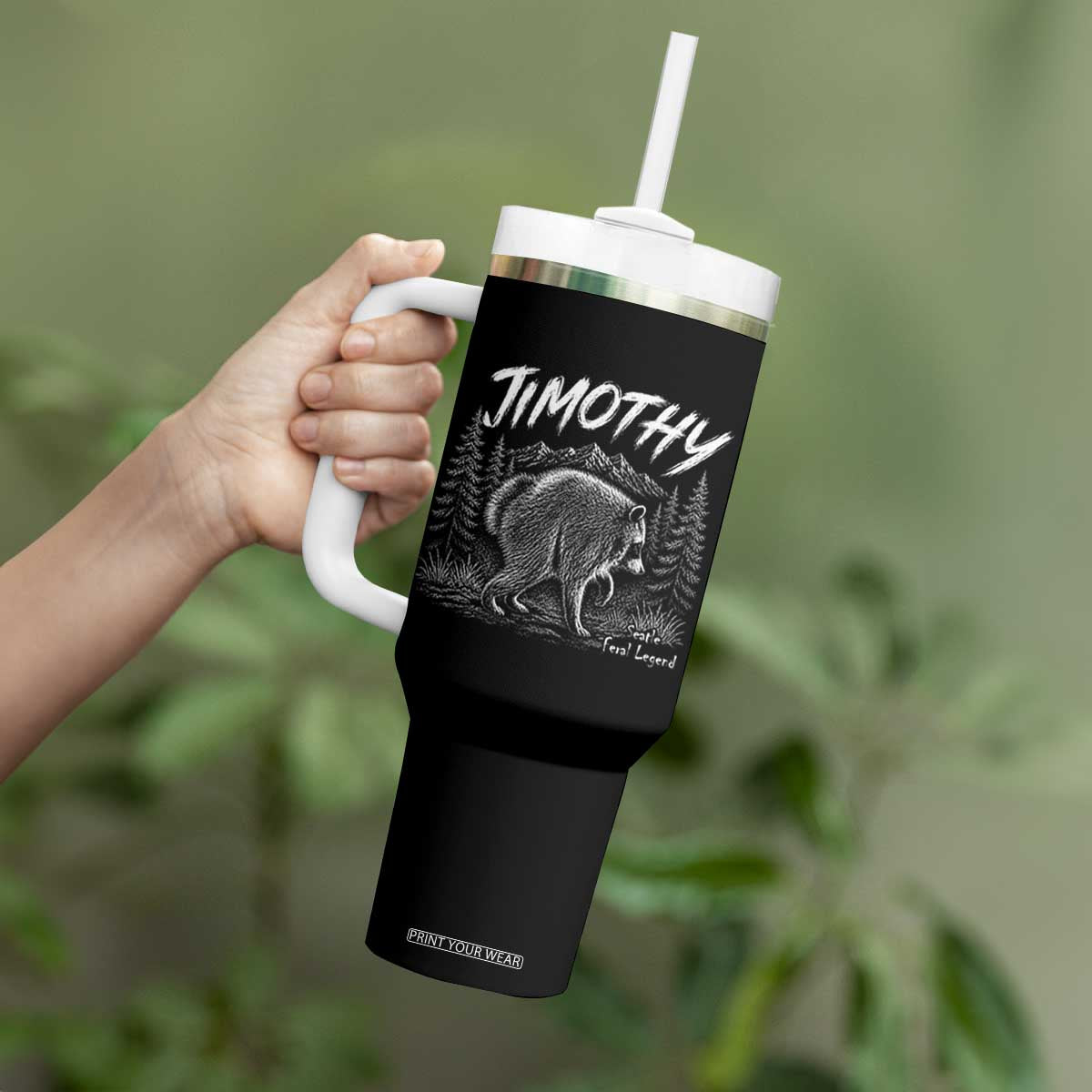 Jimothy Raccoon Seattle Feral Legend Meme Tumbler With Handle Cute Trash Panda Viral Animal Lover Gift