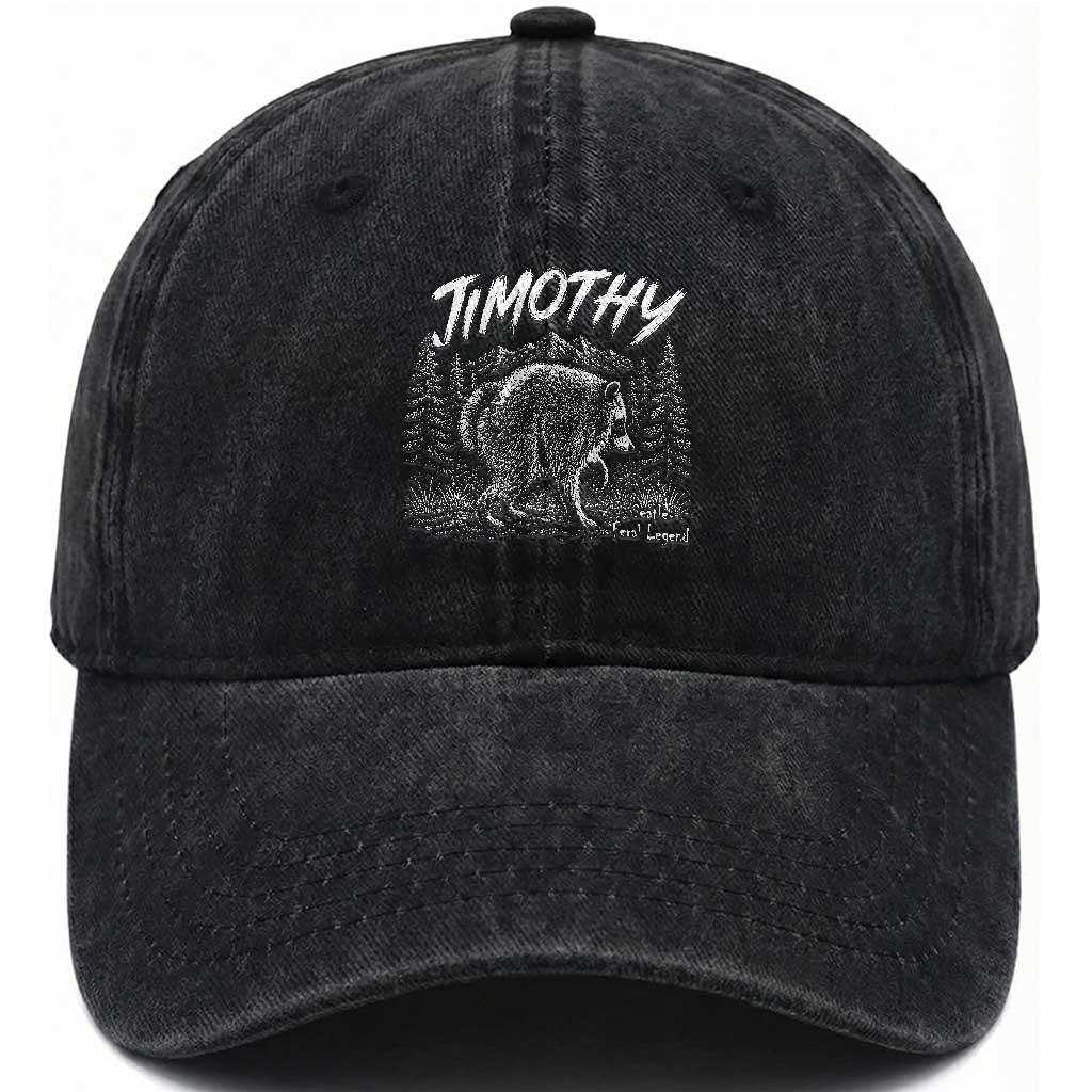 Jimothy Raccoon Seattle Feral Legend Meme Washed Cotton Baseball Cap Cute Trash Panda Viral Animal Lover Gift TS14 Print Your Wear