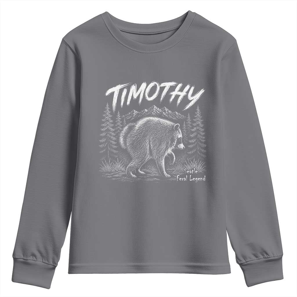 Jimothy Raccoon Seattle Feral Legend Meme Youth Sweatshirt Cute Trash Panda Viral Animal Lover Gift