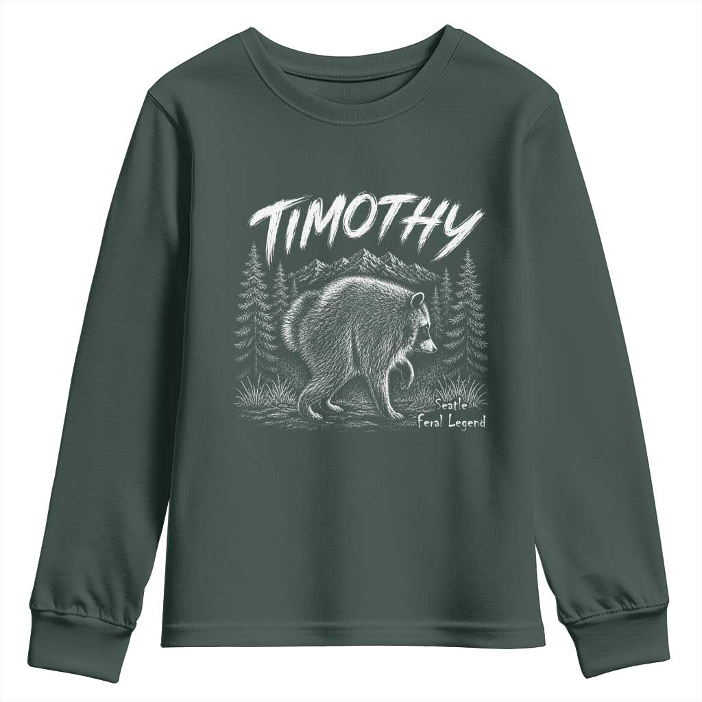 Jimothy Raccoon Seattle Feral Legend Meme Youth Sweatshirt Cute Trash Panda Viral Animal Lover Gift