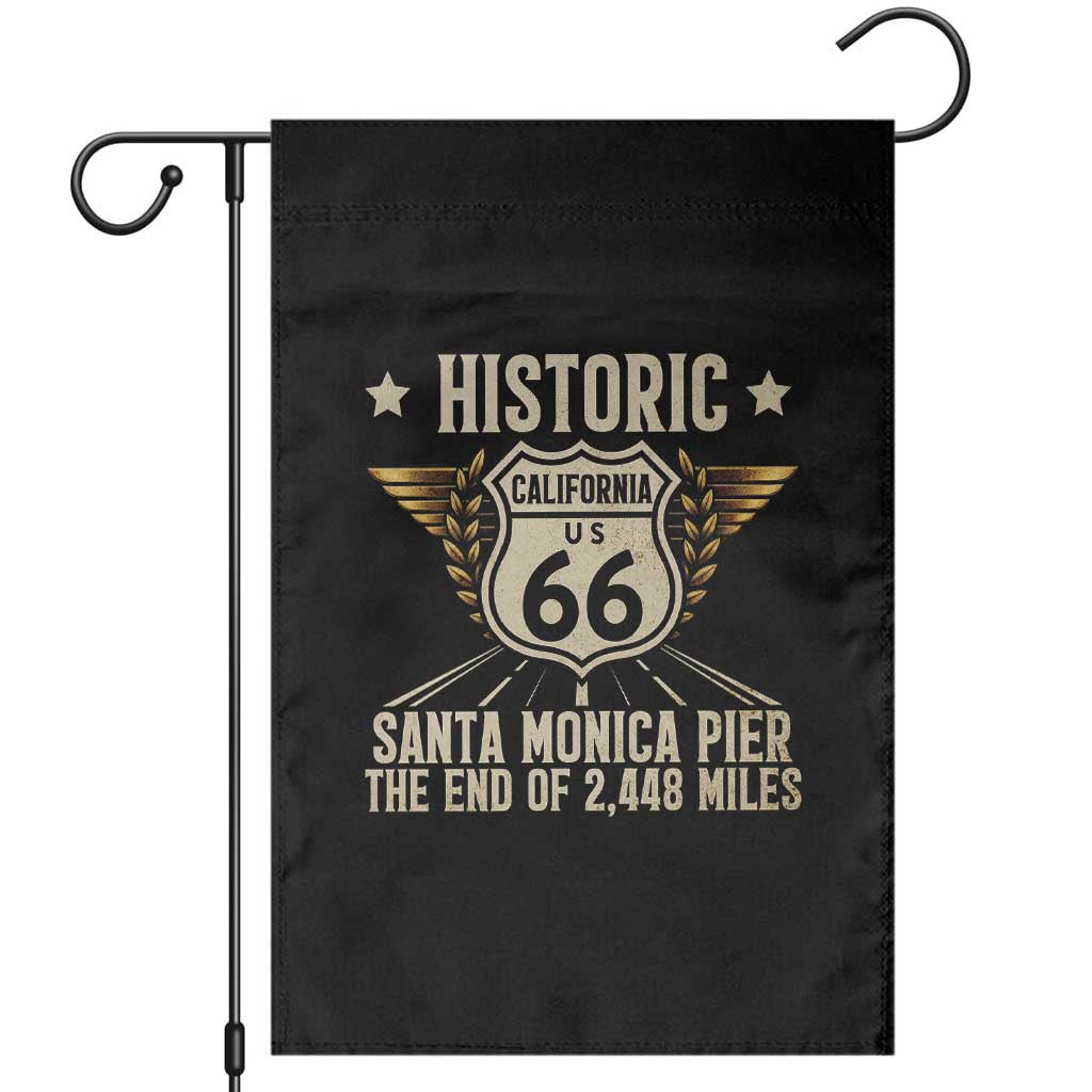 Route Highway 66 Historic California Santa Monica Pier Garden Flag TS14 Black Print Your Wear