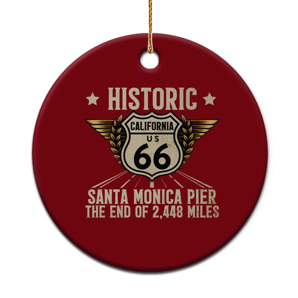 Route Highway 66 Historic California Santa Monica Pier Ceramic Ornament TS14 1pc Red Print Your Wear