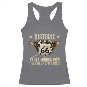 Route Highway 66 Historic California Santa Monica Pier Racerback Tank Top TS14 Charcoal Print Your Wear
