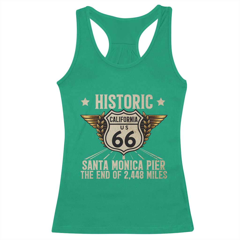 Route Highway 66 Historic California Santa Monica Pier Racerback Tank Top TS14 Irish Green Print Your Wear