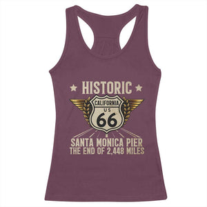Route Highway 66 Historic California Santa Monica Pier Racerback Tank Top TS14 Maroon Print Your Wear