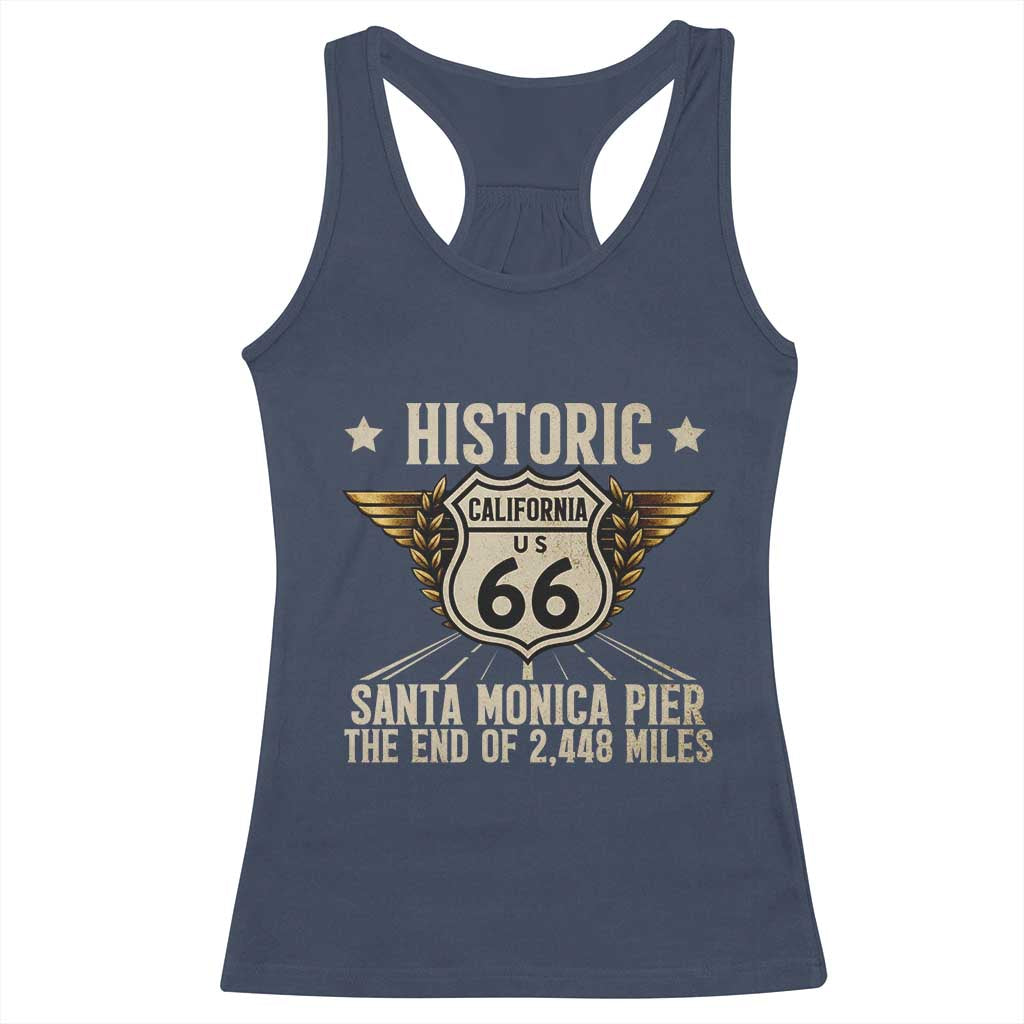 Route Highway 66 Historic California Santa Monica Pier Racerback Tank Top TS14 Navy Print Your Wear