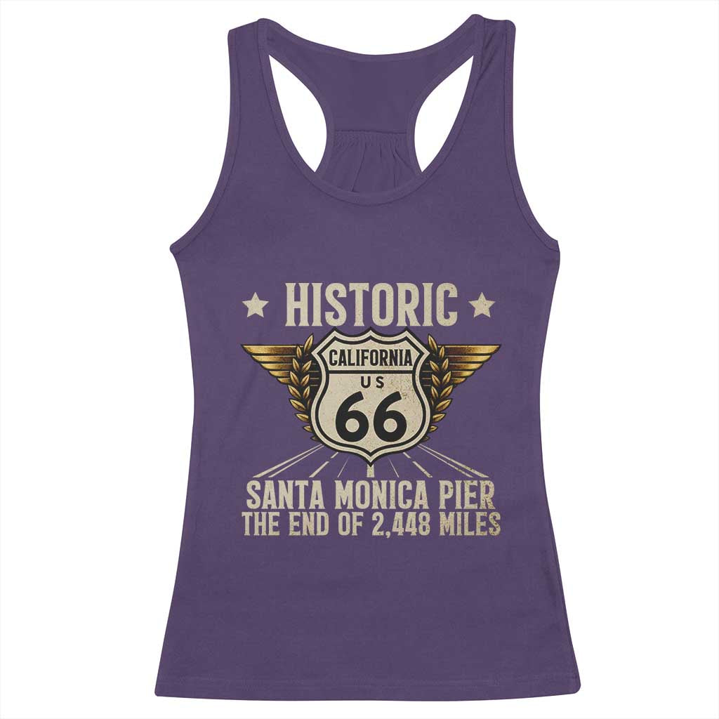 Route Highway 66 Historic California Santa Monica Pier Racerback Tank Top TS14 Purple Print Your Wear