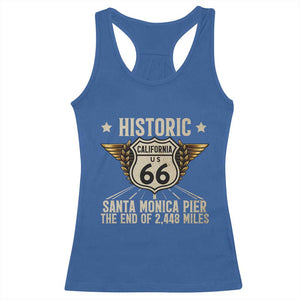 Route Highway 66 Historic California Santa Monica Pier Racerback Tank Top TS14 Royal Blue Print Your Wear