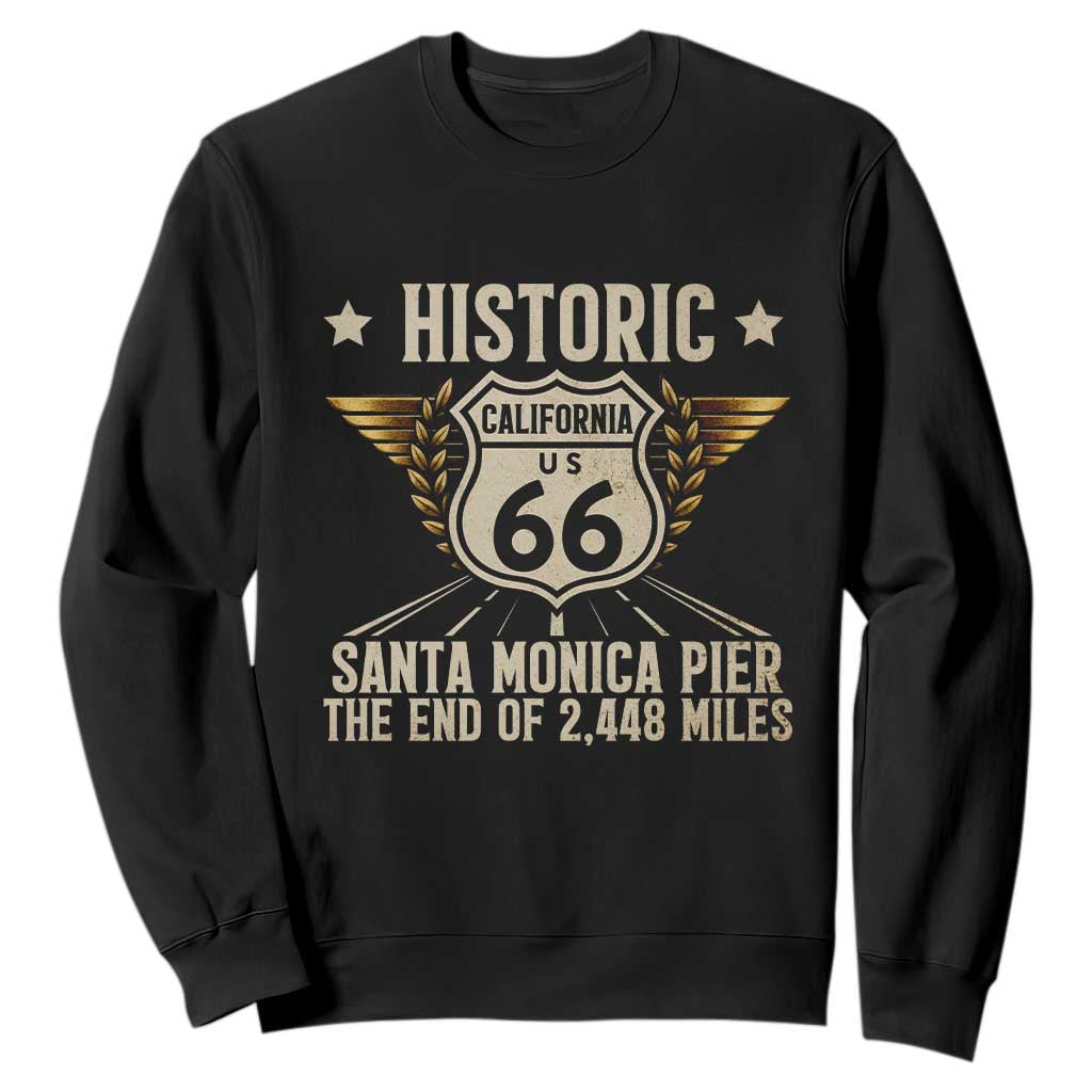 Route Highway 66 Historic California Santa Monica Pier Sweatshirt TS14 Black Print Your Wear