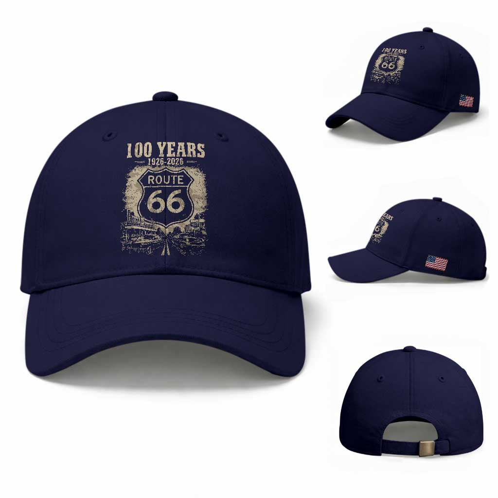 Route Highway 66 100 Year Centennial Anniversary Souvenir Baseball Cap TS14 Baseball Cap Universal Fit Dark Blue Print Your Wear