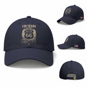 Route Highway 66 100 Year Centennial Anniversary Souvenir Baseball Cap TS14 Baseball Cap Universal Fit Navy Print Your Wear