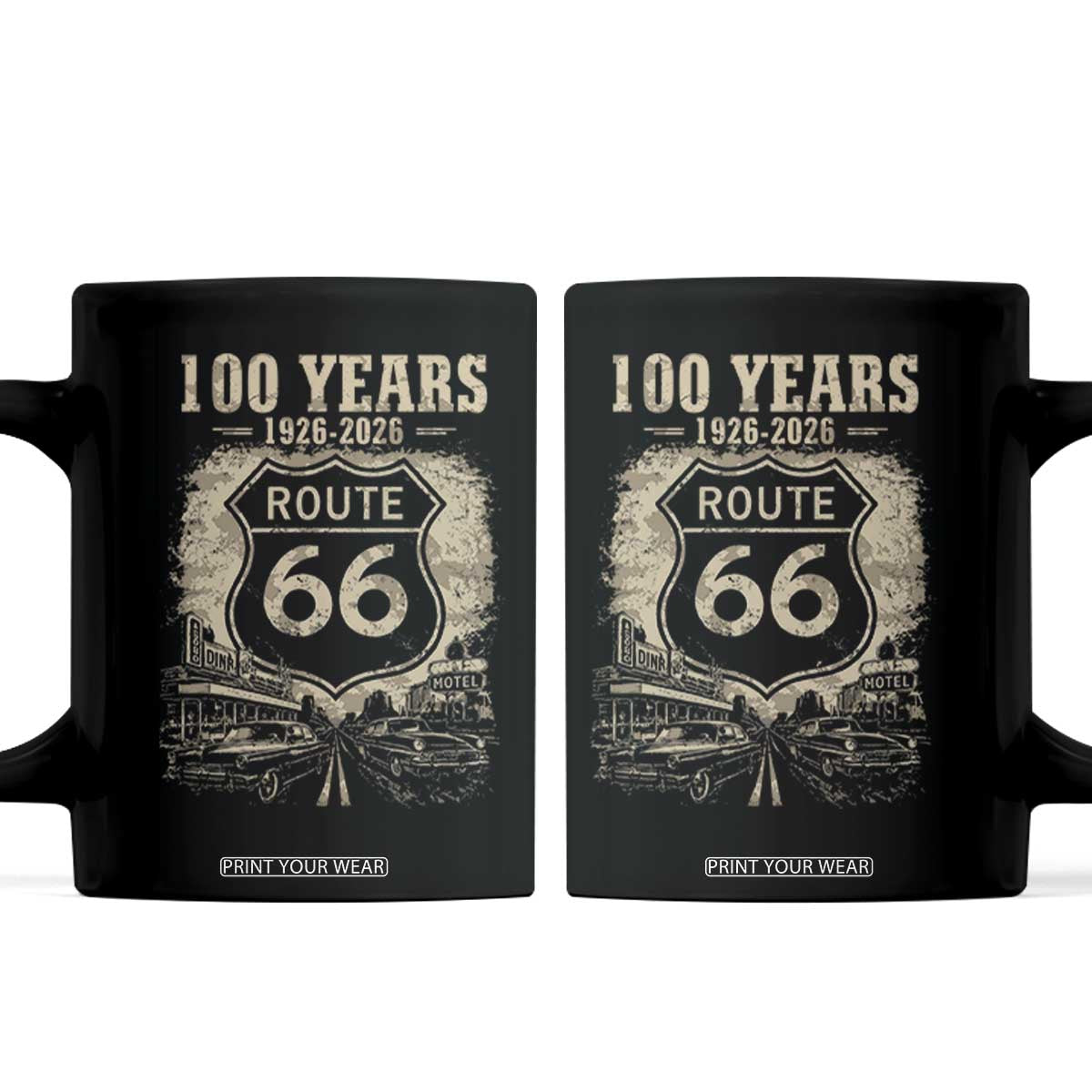 Route Highway 66 100 Year Centennial Anniversary Souvenir Coffee Mug TS14 Black Print Your Wear