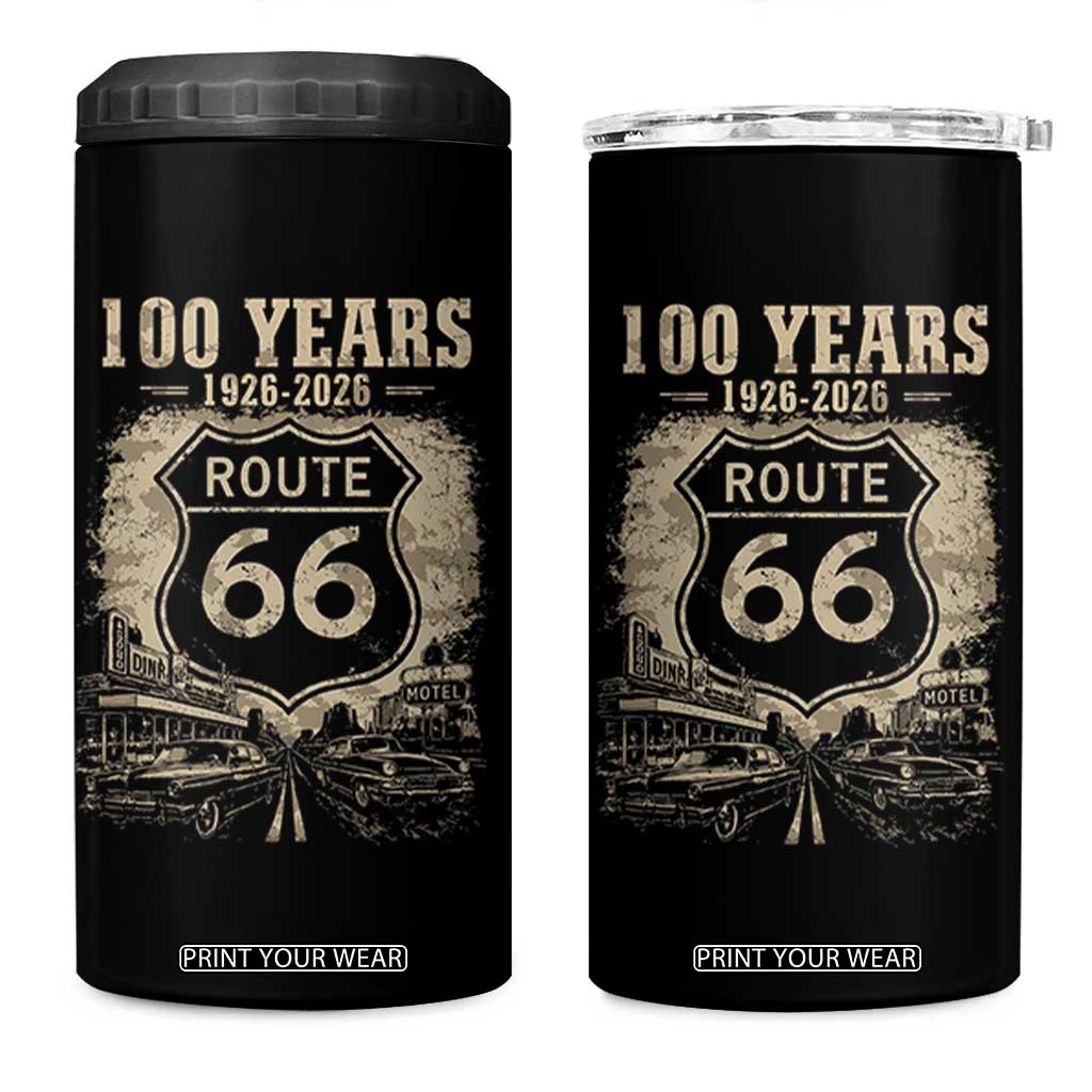 Route Highway 66 100 Year Centennial Anniversary Souvenir 4 in 1 Can Cooler Tumbler TS14 One Size: 16 oz Black Print Your Wear