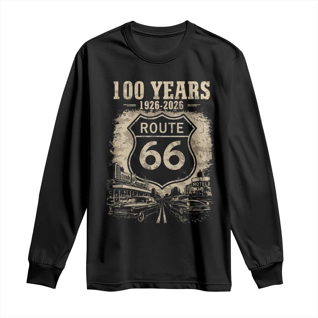 Route Highway 66 100 Year Centennial Anniversary Souvenir Long Sleeve Shirt TS14 Black Print Your Wear
