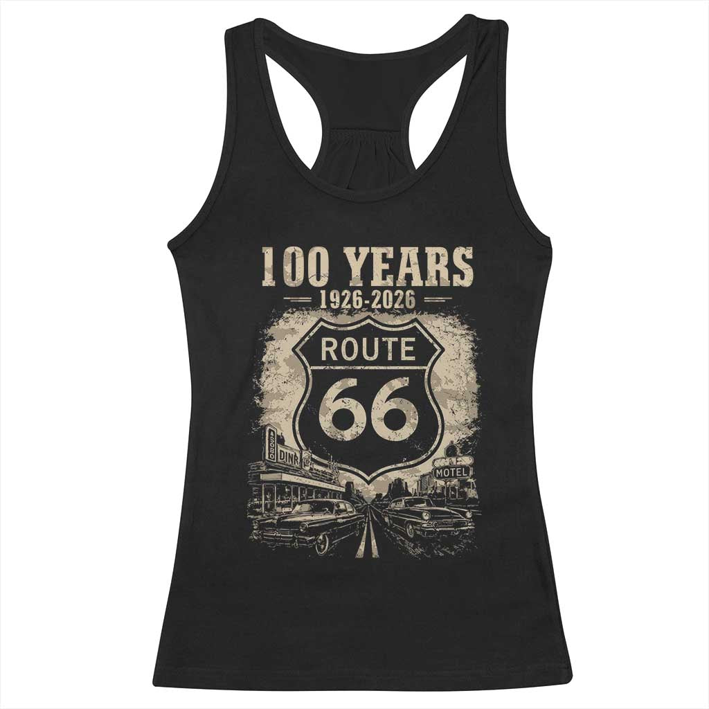 Route Highway 66 100 Year Centennial Anniversary Souvenir Racerback Tank Top TS14 Black Print Your Wear
