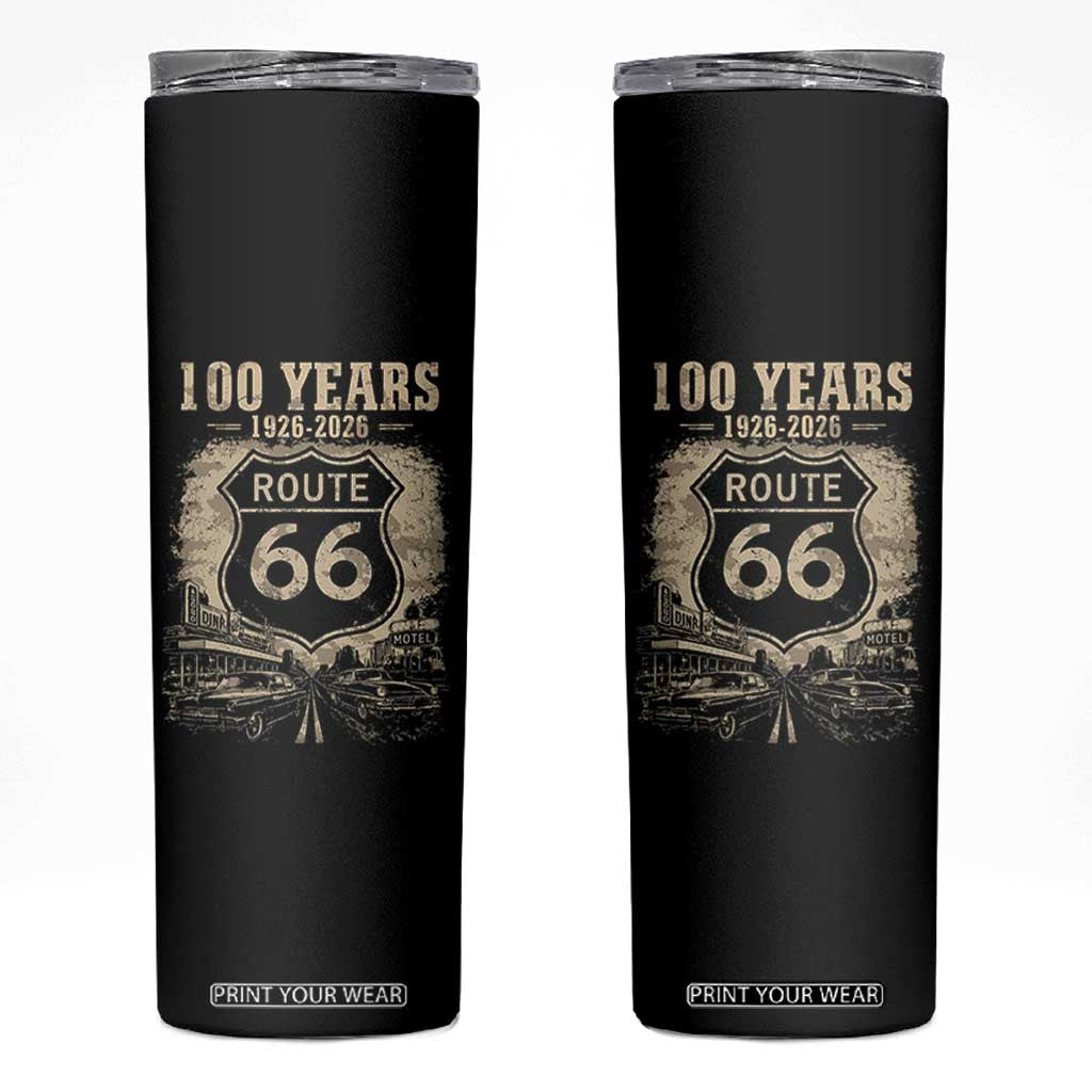 Route Highway 66 100 Year Centennial Anniversary Souvenir Skinny Tumbler TS14 Black Print Your Wear