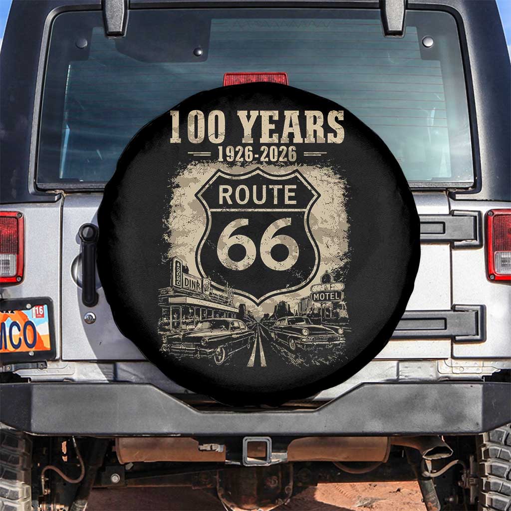 Route Highway 66 100 Year Centennial Anniversary Souvenir Spare Tire Cover TS14 No hole Black Print Your Wear