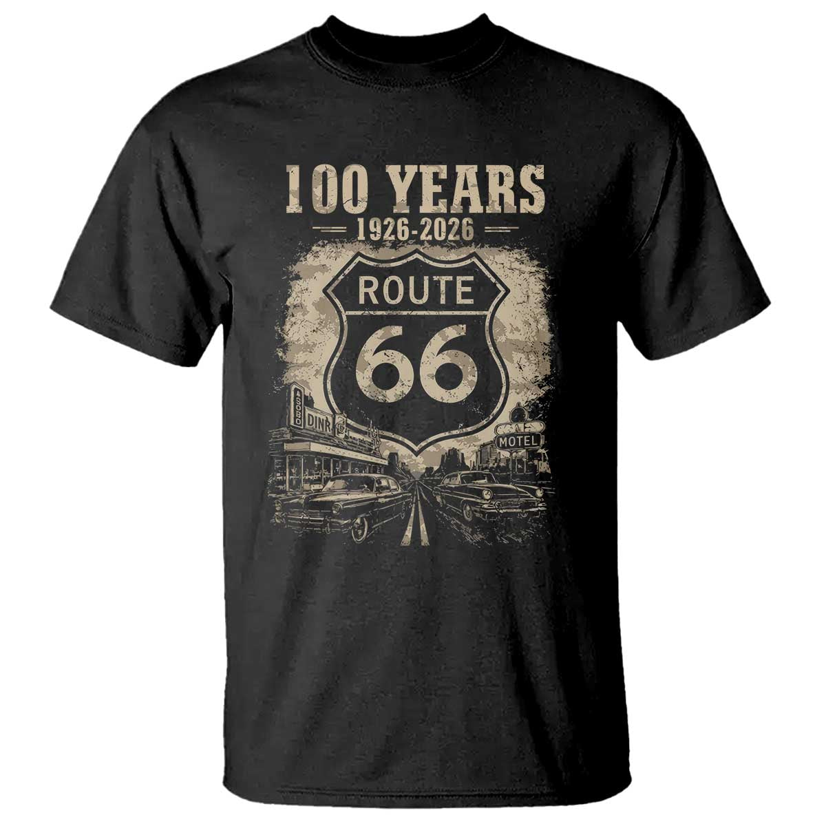 Route Highway 66 100 Year Centennial Anniversary Souvenir T Shirt TS14 Black Print Your Wear