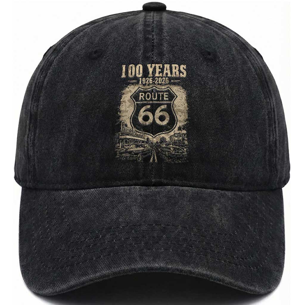 Route Highway 66 100 Year Centennial Anniversary Souvenir Washed Cotton Baseball Cap TS14 Print Your Wear