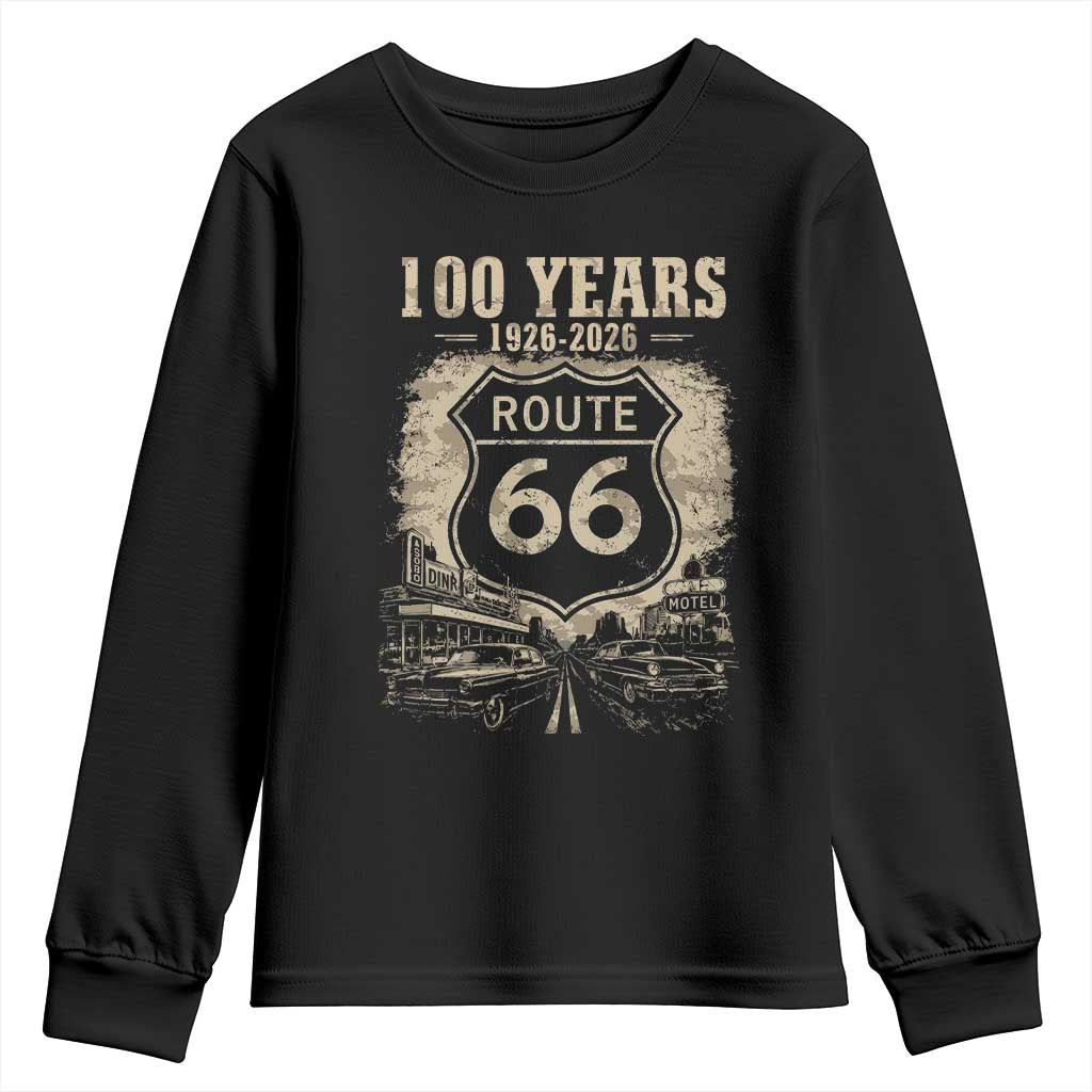 Route Highway 66 100 Year Centennial Anniversary Souvenir Youth Sweatshirt TS14 Black Print Your Wear