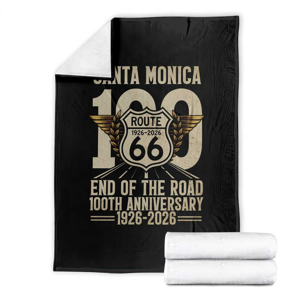 Route Highway 66 100 Year Centennial Anniversary Souvenir Throw Blanket Santa Monica End of the Road TS14 Black Print Your Wear