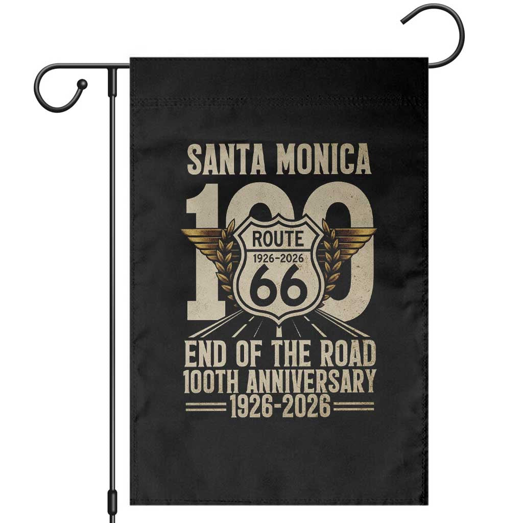 Route Highway 66 100 Year Centennial Anniversary Souvenir Garden Flag Santa Monica End of the Road TS14 Black Print Your Wear