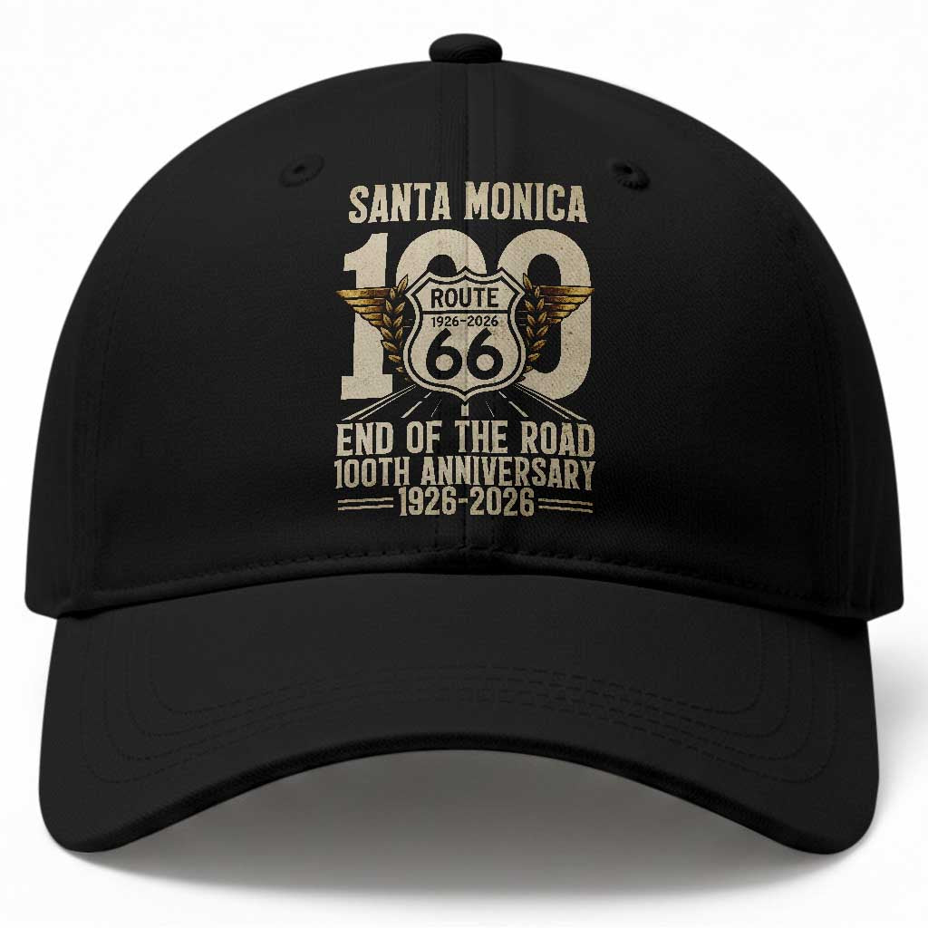 Route Highway 66 100 Year Centennial Anniversary Souvenir Baseball Cap Santa Monica End of the Road TS14 Print Your Wear