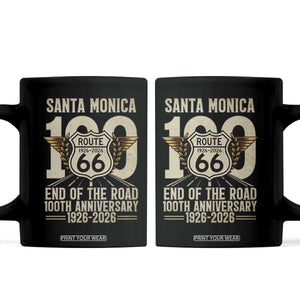 Route Highway 66 100 Year Centennial Anniversary Souvenir Coffee Mug Santa Monica End of the Road TS14 Black Print Your Wear