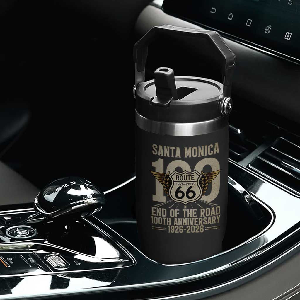 Route Highway 66 100 Year Centennial Anniversary Souvenir Flip Straw Tumbler Santa Monica End of the Road TS14 Print Your Wear