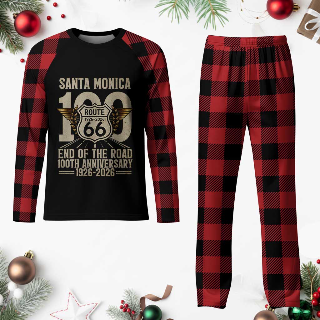 Route Highway 66 100 Year Centennial Anniversary Souvenir Plaid Pajama Set Santa Monica End of the Road TS14 Buffalo Plaid Print Your Wear