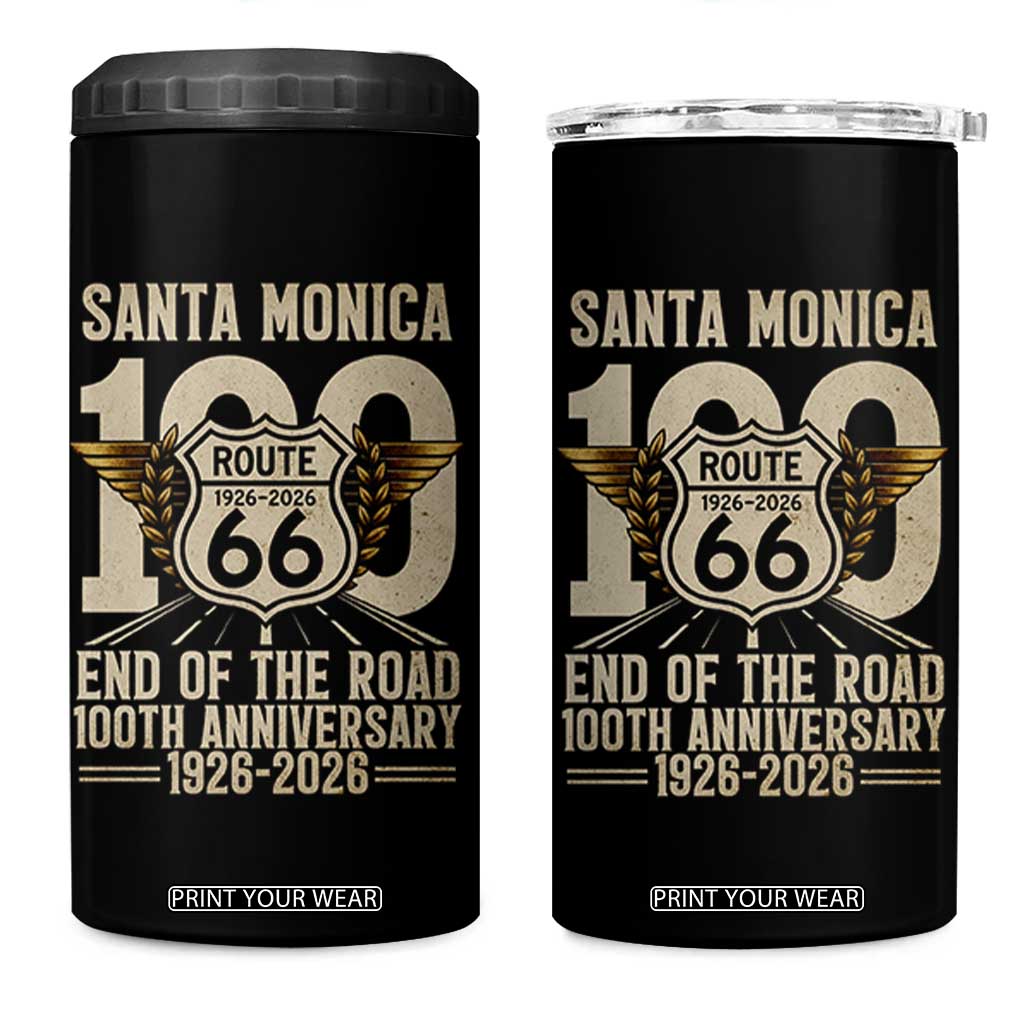 Route Highway 66 100 Year Centennial Anniversary Souvenir 4 in 1 Can Cooler Tumbler Santa Monica End of the Road TS14 One Size: 16 oz Black Print Your Wear