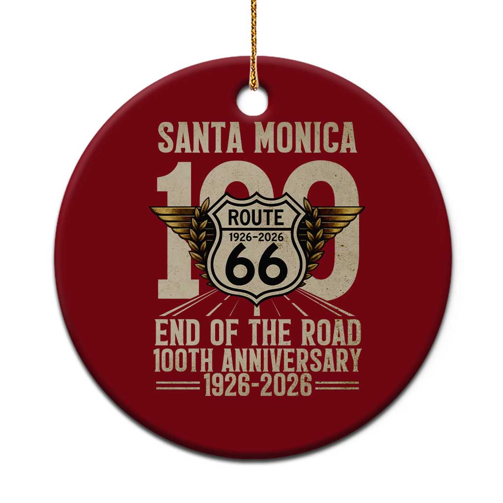 Route Highway 66 100 Year Centennial Anniversary Souvenir Ceramic Ornament Santa Monica End of the Road TS14 1pc Red Print Your Wear