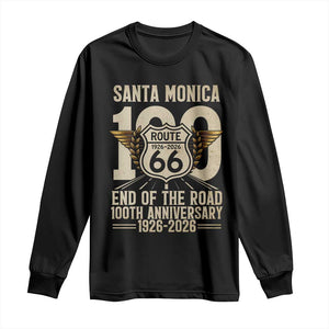 Route Highway 66 100 Year Centennial Anniversary Souvenir Long Sleeve Shirt Santa Monica End of the Road TS14 Black Print Your Wear