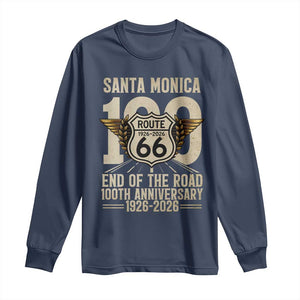Route Highway 66 100 Year Centennial Anniversary Souvenir Long Sleeve Shirt Santa Monica End of the Road TS14 Navy Print Your Wear