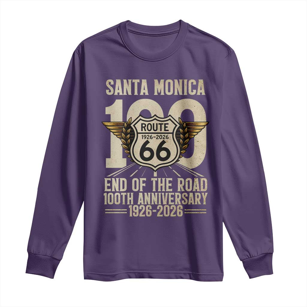 Route Highway 66 100 Year Centennial Anniversary Souvenir Long Sleeve Shirt Santa Monica End of the Road TS14 Purple Print Your Wear