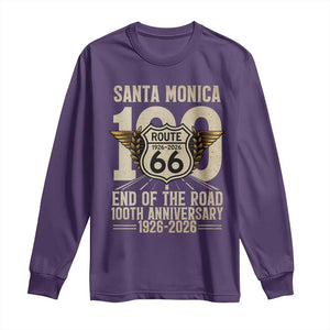 Route Highway 66 100 Year Centennial Anniversary Souvenir Long Sleeve Shirt Santa Monica End of the Road TS14 Purple Print Your Wear