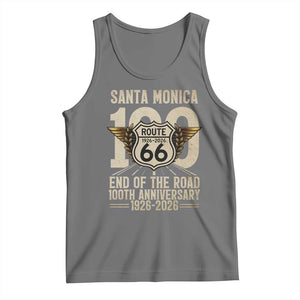 Route Highway 66 100 Year Centennial Anniversary Souvenir Tank Top Santa Monica End of the Road TS14 Black Heather Print Your Wear