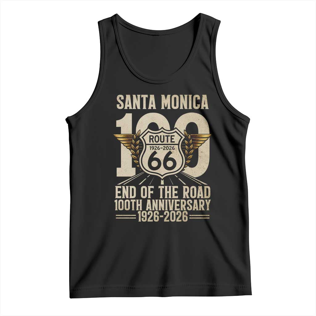 Route Highway 66 100 Year Centennial Anniversary Souvenir Tank Top Santa Monica End of the Road TS14 Black Print Your Wear