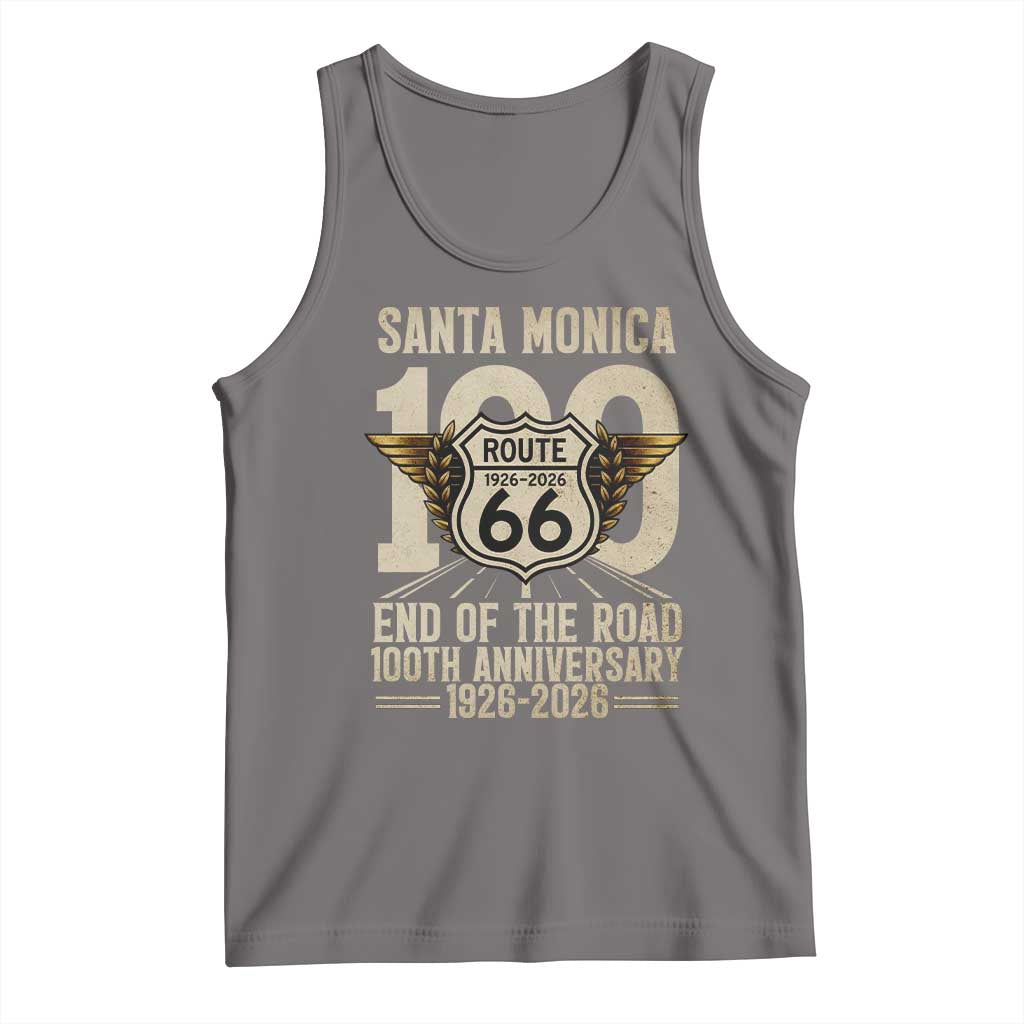 Route Highway 66 100 Year Centennial Anniversary Souvenir Tank Top Santa Monica End of the Road TS14 Deep Heather Print Your Wear