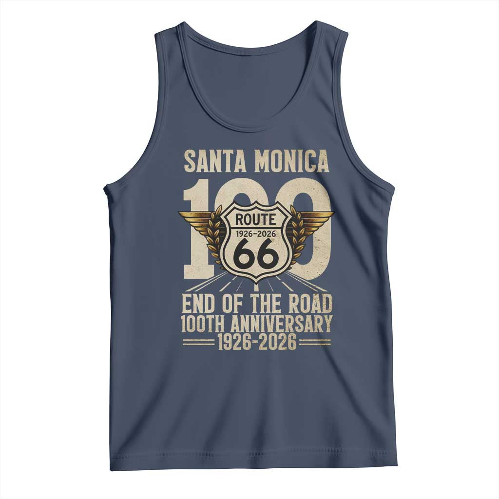 Route Highway 66 100 Year Centennial Anniversary Souvenir Tank Top Santa Monica End of the Road TS14 Navy Print Your Wear