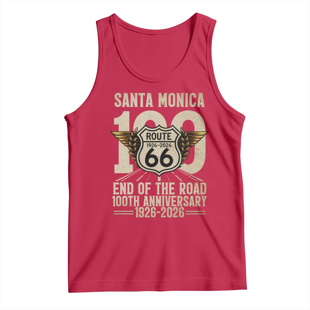 Route Highway 66 100 Year Centennial Anniversary Souvenir Tank Top Santa Monica End of the Road TS14 Red Print Your Wear